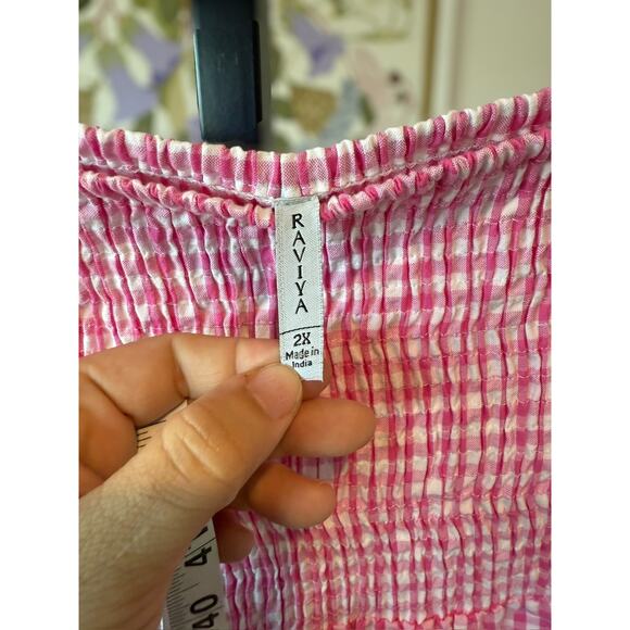 New Raviya Pink Gingham Strapless Midi Dress with Pockets Size 2X - Picture 4 of 7